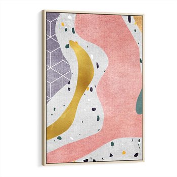 Obraz w ramie 50x70 - Eklektyczny Mix - kolaż, pastelowe abstrakcyjne plamy - rama drewno