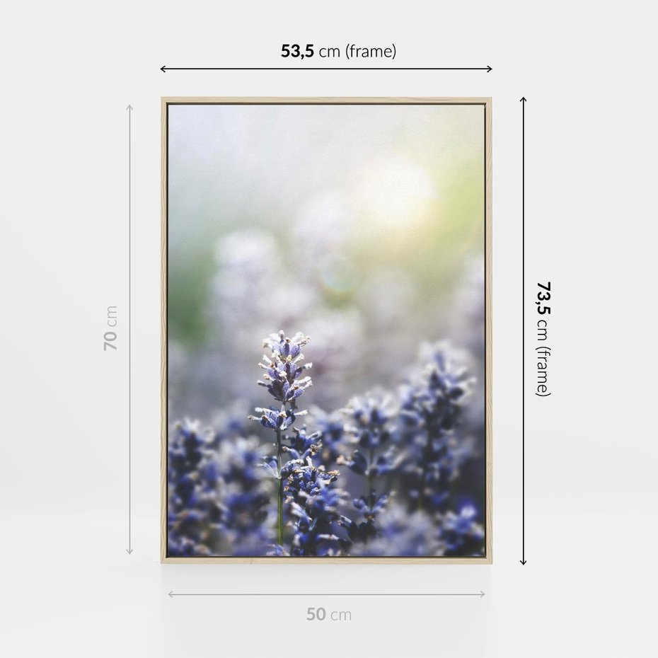 Obraz w ramie 50x70 - Delikatna Uroda Natury - wrzosy, fiolet - rama drewno