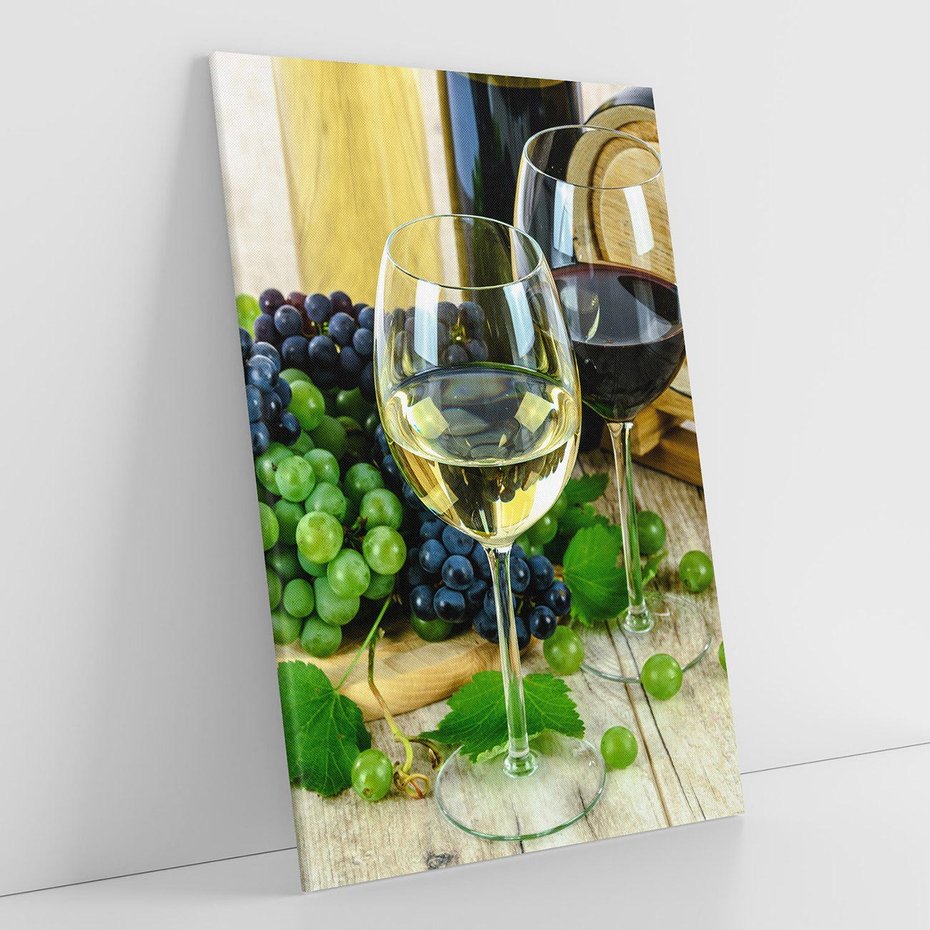 Obraz na płótnie 80x120 - Wino winogrona i kieliszki - wino, winogrona