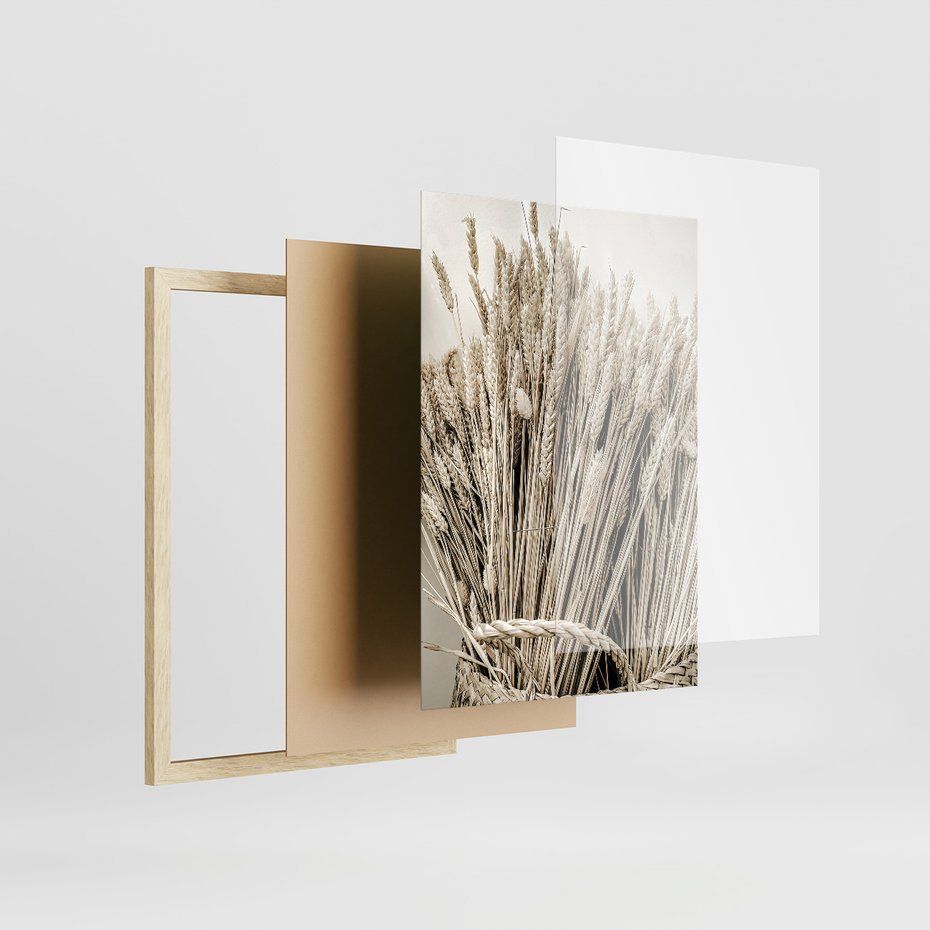 Zestaw obrazy w ramie 30x40 galeria - Sepia, krajobraz, wiejski, pole - rama drewno