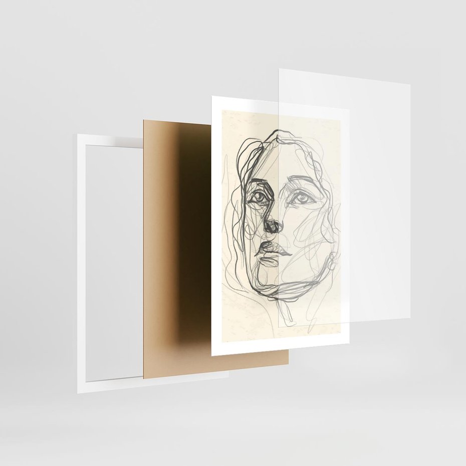 Plakat w ramie 50x70 - Konturem Uchwycone - plakat, minimalistyczny szkic - rama biała