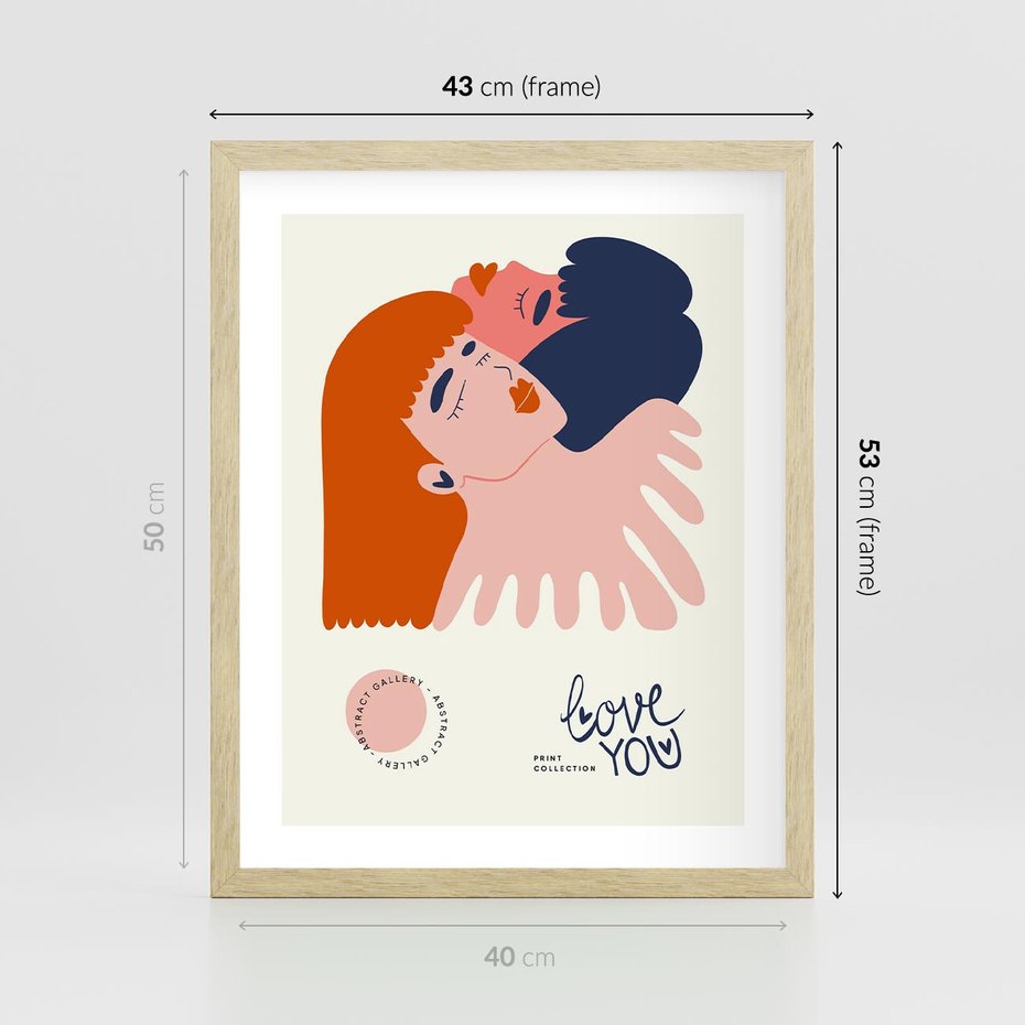 Plakat w ramie 40x50 - Rondo melancholii - para zakochanych, graficzny obraz - rama drewno