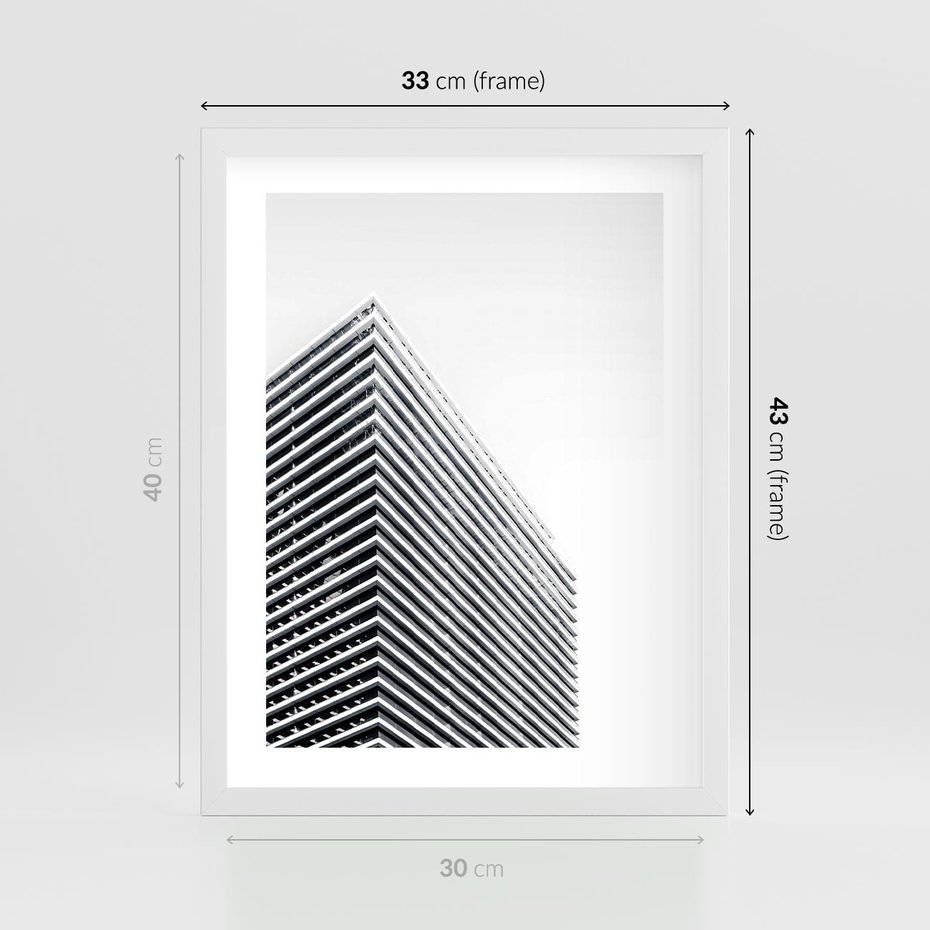 Plakat w ramie 30x40 - Wzorce Wysokości - architektura, wysoki wieżowiec - rama biała