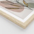 Plakat w ramie 30x40 - Impulsy Subtelnej Harmonii - abstrakcyjny obraz boho, liście - rama drewno
