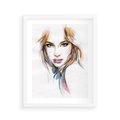 Plakat w ramie 40x50 - Abstrakcyjny portret kobiecy - grafika, kobieta - rama biała