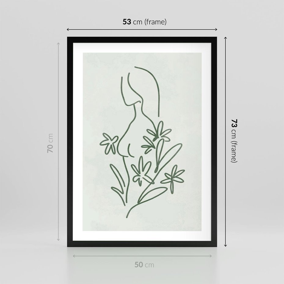 Plakat w ramie 50x70 - Odbicia Zielonego Raju - zielony odcień, abstrakcja - rama czarna