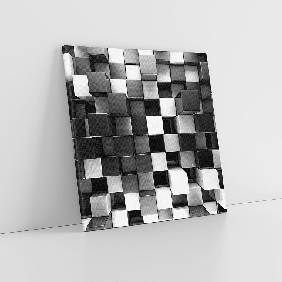 Obraz na płótnie 80x80 - Abstrakcyjna Szachownica: Gra Kolorów w 3D - 3D, abstrakcja