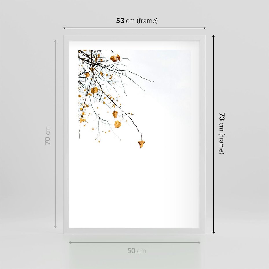 Plakat w ramie 50x70 - Złota Jesień - drzewo, żółte liście - rama biała