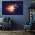 Obraz na płótnie 100x70 - Kosmiczne spotkanie: ziemia i słońce - kosmos, ziemia