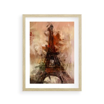 Plakat w ramie 50x70 - Abstrakcyjna Eiffla - miasto w nowej formie - Eiffla, abstrakcja - rama drewno