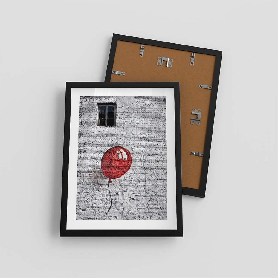 Plakat w ramie 30x40 - Mur Balonów - mur, balon - rama czarna