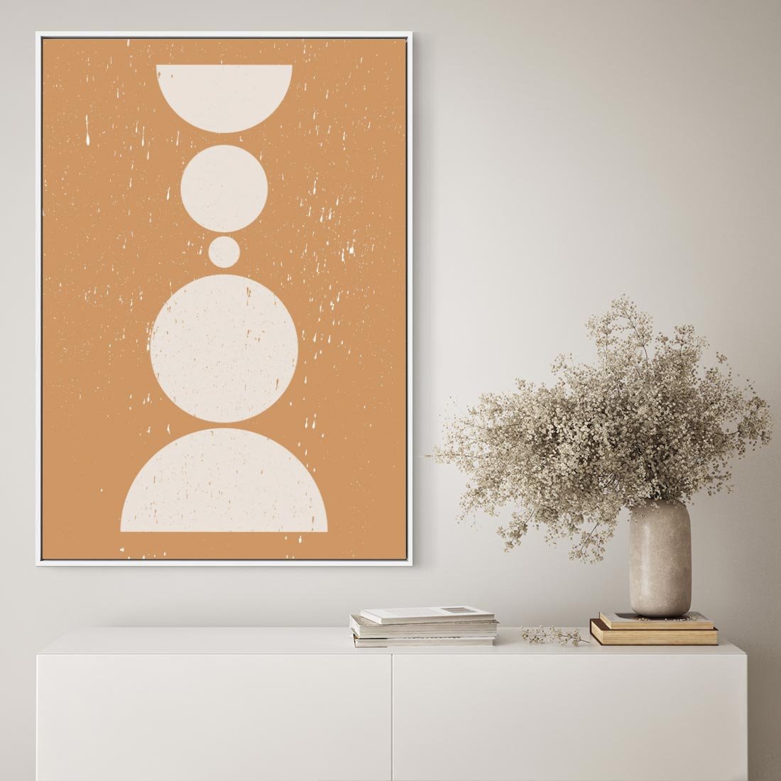 Obraz w ramie 70x100 - Podróżne Echa - mid century styl, nowoczesna grafika - rama biała