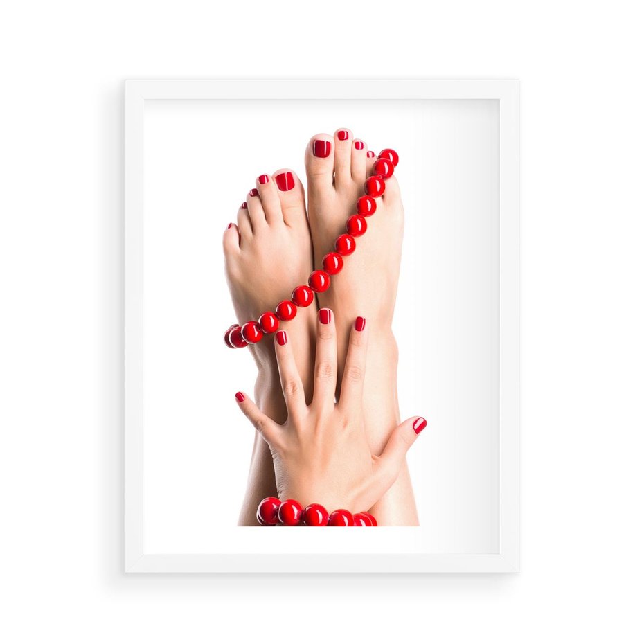 Plakat w ramie 40x50 - Manicure spa: piękno i relaks - manicure, spa - rama biała
