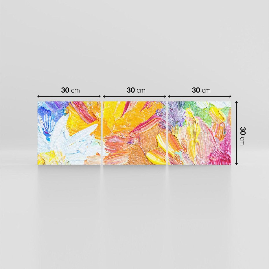 Obraz na płótnie 90x30 - Kwiatowe Harmonie - zbliżenie na obraz olejny, gruba warstwa farby