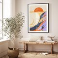 Plakat bez ramy 21x30 - Pomarańczowy Horyzont - pastelowy krajobraz, nowoczesny plakat