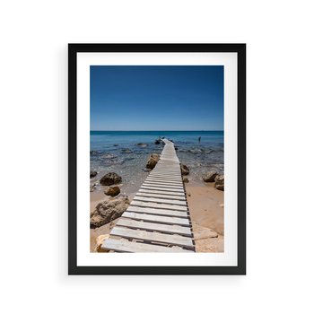 Plakat w ramie 50x70 - Oaza spokoju - plaża, morze - rama czarna