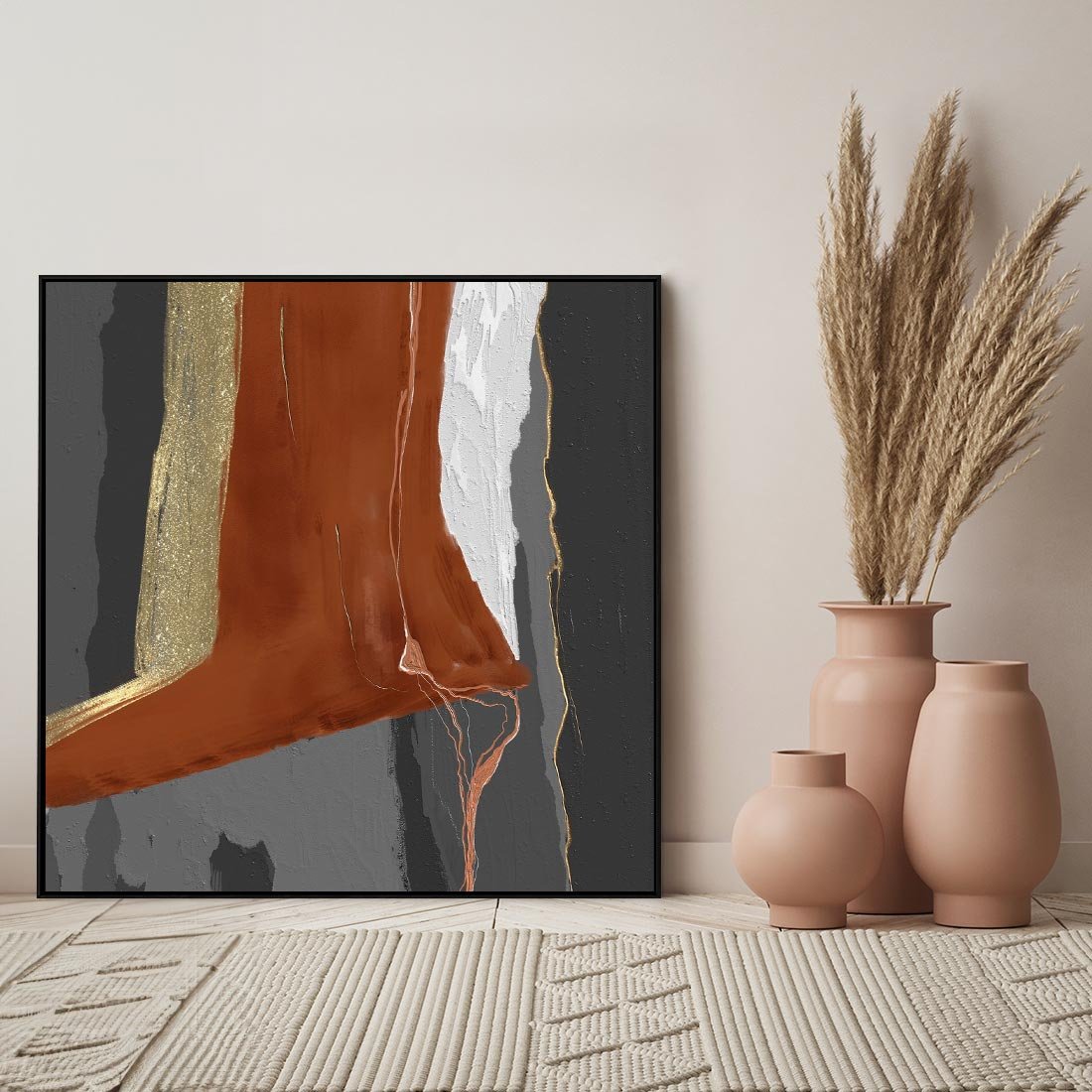 Obraz w ramie 50x50 - Abstrakcyjna impresja - abstrakcja, nowoczesny - rama czarna