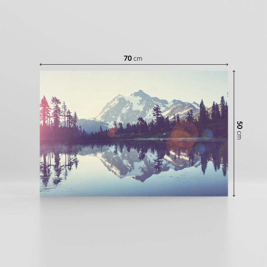 Obraz na płótnie 70x50 - Refleksje nad jeziorem w lesie - jezioro, las