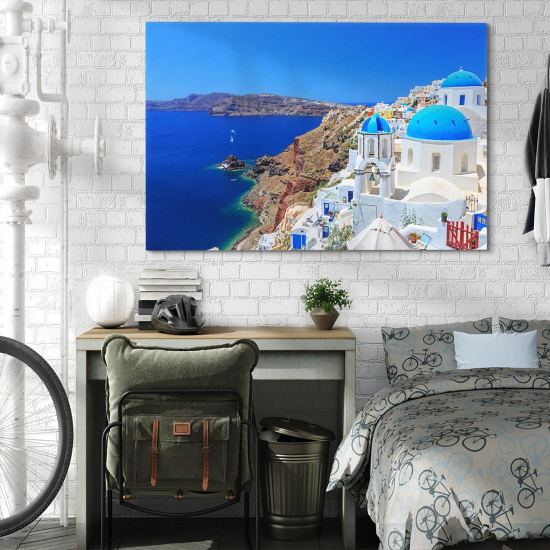 Obraz na płótnie 120x80 - Santorini i Morze Błękitów - Grecja, Santorini