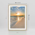 Plakat w ramie 50x70 - Zachód słońca na plaży - plaża, zachód - rama drewno