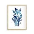Plakat w ramie 30x40 - Akwarelowy Błękit - pastelowy, abstrakcyjny plakat - rama drewno
