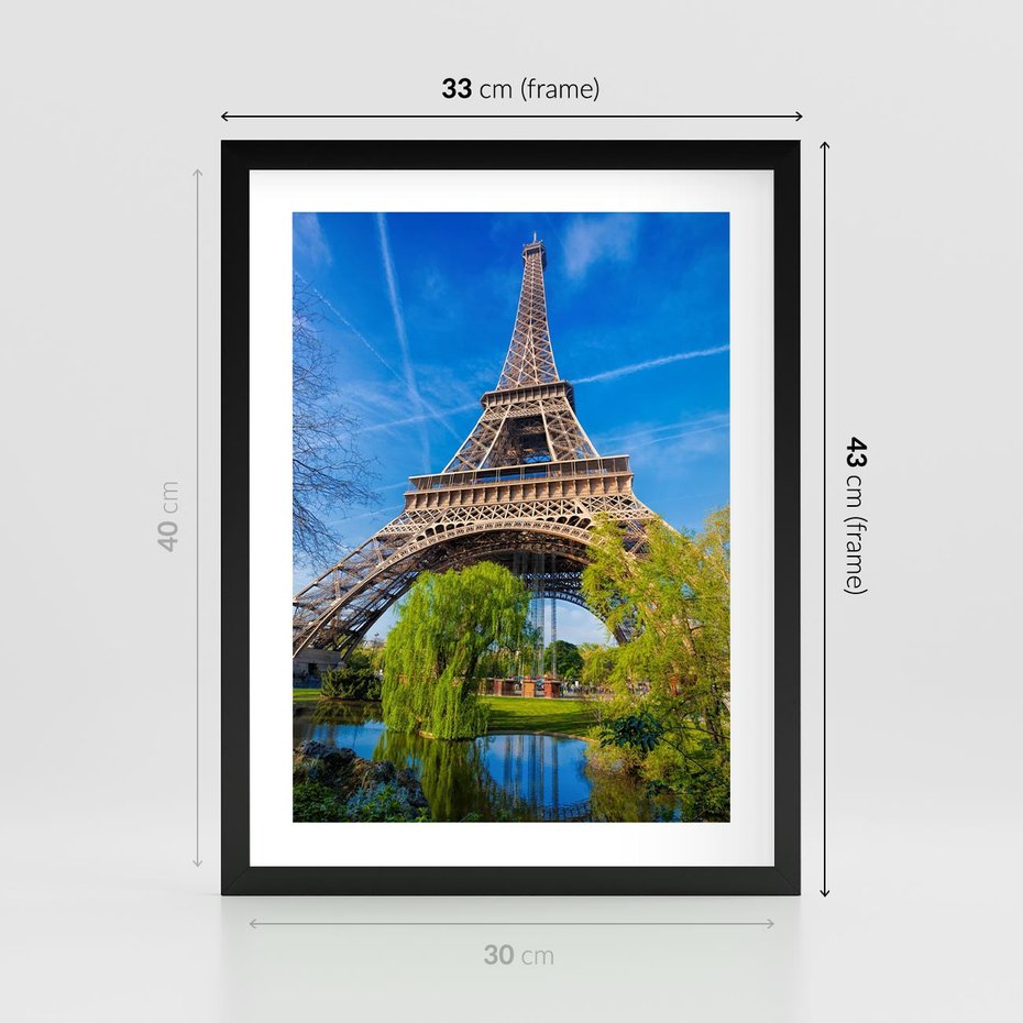 Plakat w ramie 30x40 - Wieża Eiffla w Paryżu - Eiffla, Paryż - rama czarna