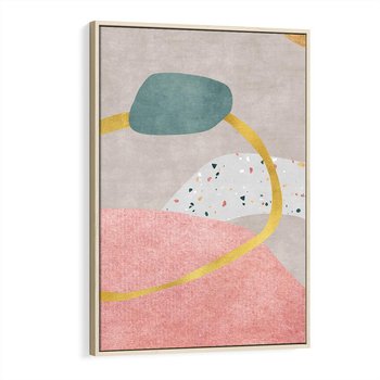 Obraz w ramie 50x70 - Ekspresja w ruchu pędzla - abstrakcja, połączenie kształtów - rama drewno