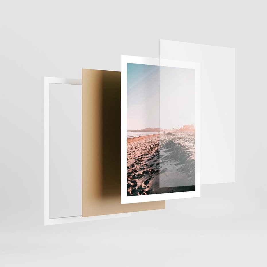 Plakat w ramie 50x70 - Błogie Chwile na Plaży - plaża, zachód słońca wakacje - rama biała