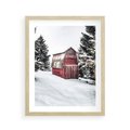 Plakat w ramie 40x50 - Domek w Śnieżnych Górach - domek, góry - rama drewno