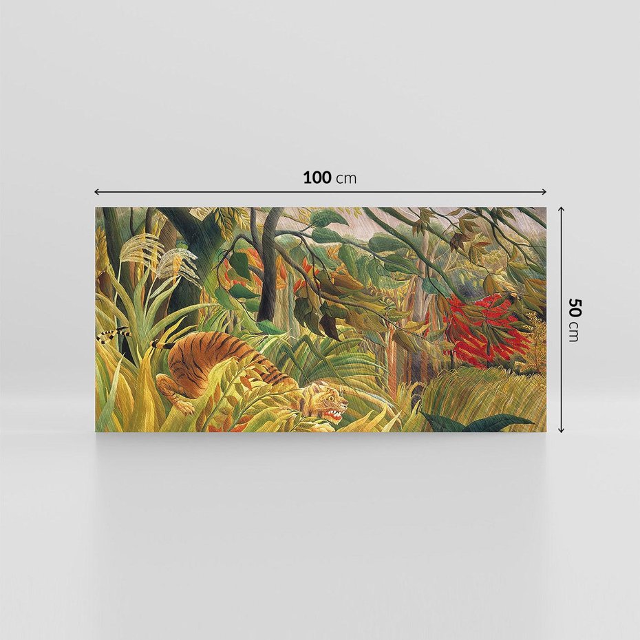 Obraz na płótnie 100x50 - "Tygrys w tropikalnej burzy" (1891) Henri Rousseau - Reprodukcja - reprodukcja, obraz na płótnie