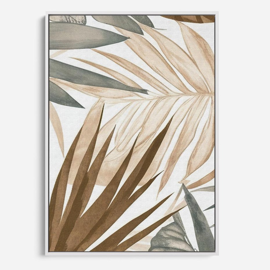 Obraz w ramie 50x70 - Liście w Akwareli - akwarela, malowane liście - rama biała