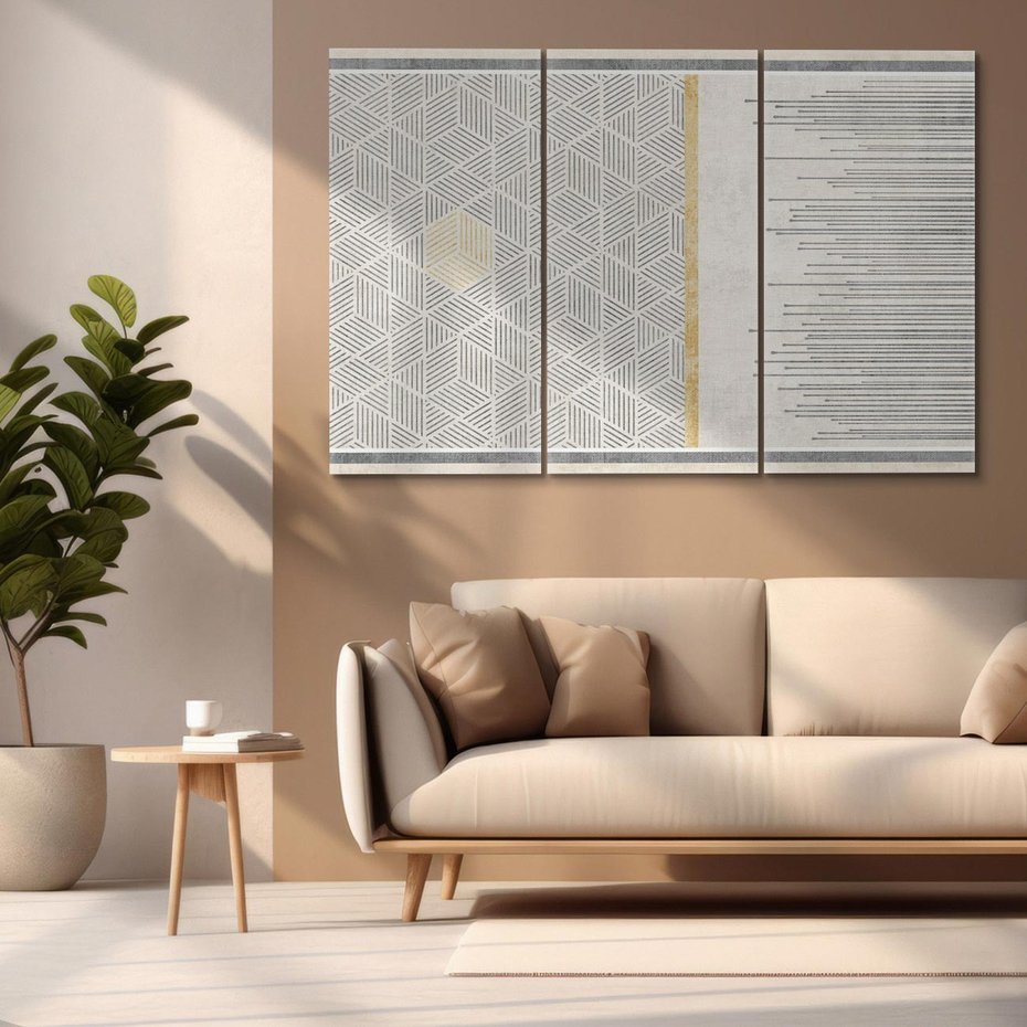 Obraz na płótnie 120x80 - Drobny Print Klasyki - geometryczne linie, styl mid century