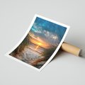 Plakat bez ramy 30x40 - Magia zachodu słońca na plaży - zachód, słońca