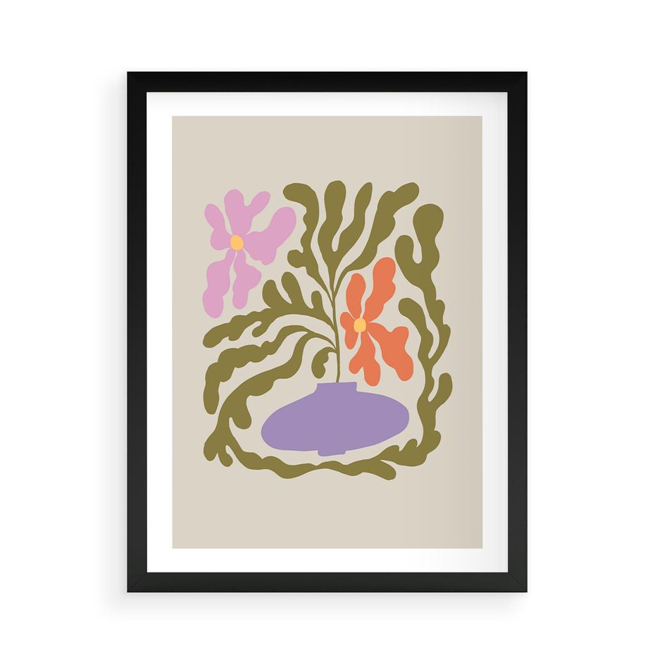 Plakat w ramie 50x70 - Kolorowe Echa - kwiaty, abstrakcja - rama czarna
