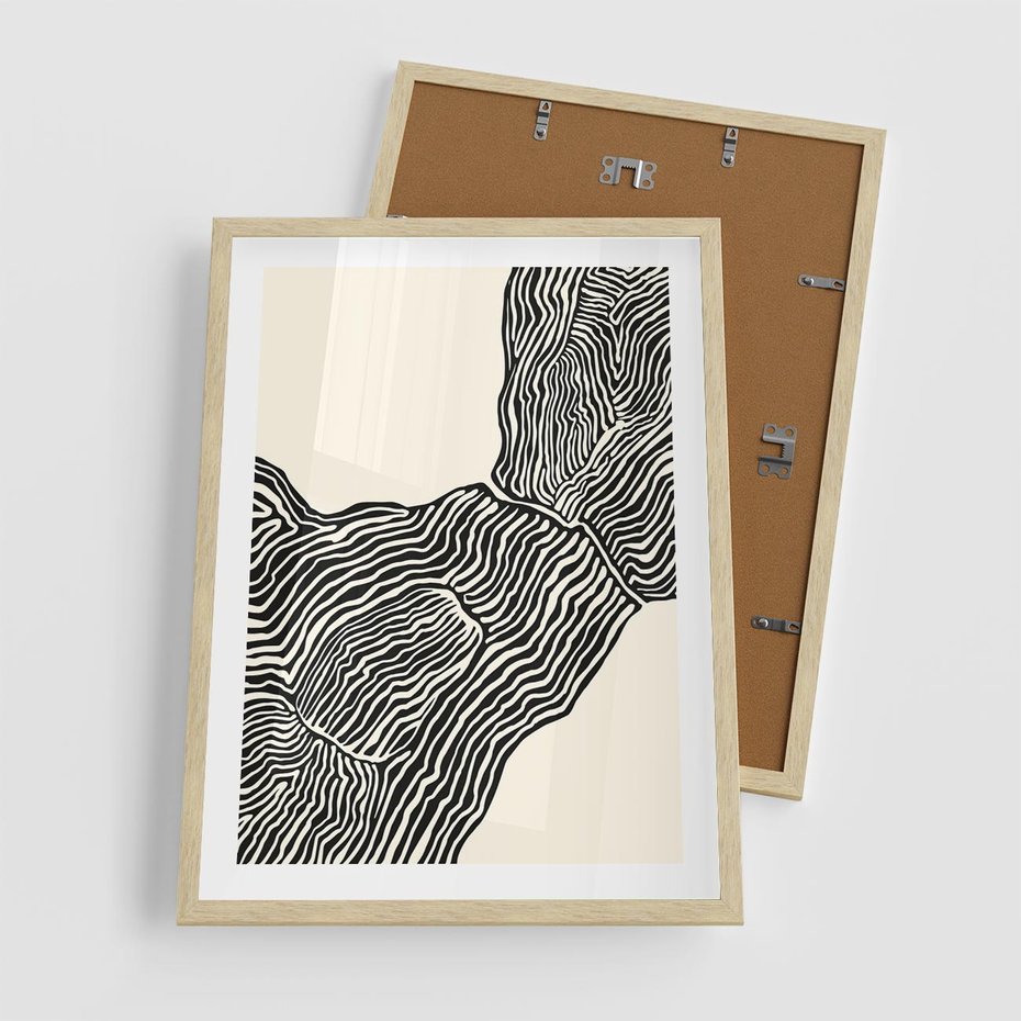 Plakat w ramie 50x70 - Migoczące Kontury - boho plakat, rycina - rama drewno