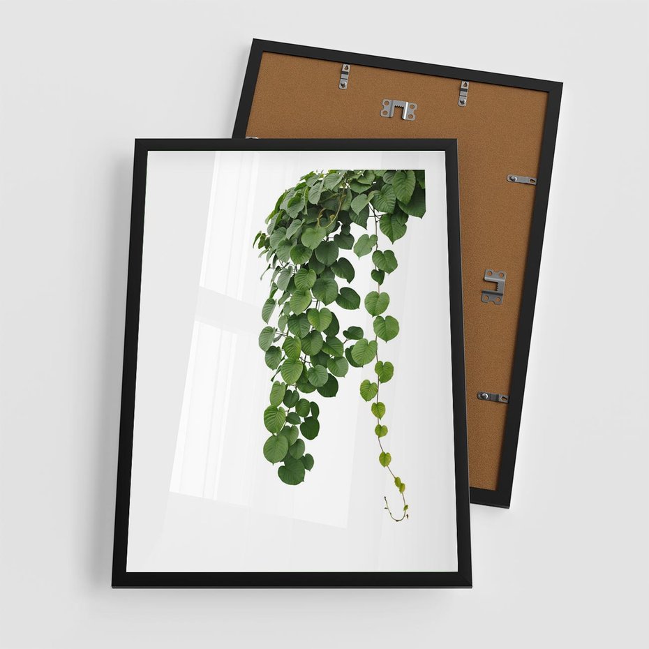 Plakat w ramie 50x70 - Świeżość Natury - liście, zielone - rama czarna