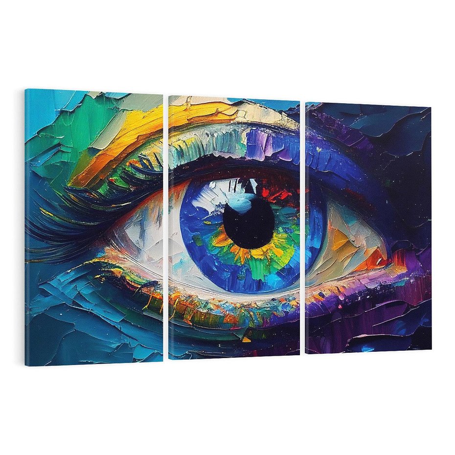 Obraz na płótnie 120x80 - Mistyka Tęczowego Oka - oko, obraz olejny