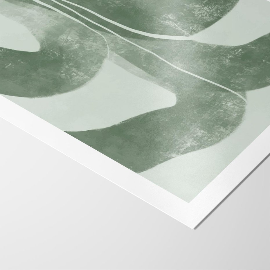 Plakat bez ramy 40x50 - Nurtująca Kompozycja Zieleni - abstrakcyjne delikatne zielone linie, podobne do gałęzi kwiatów