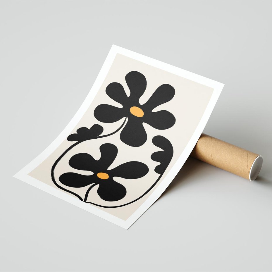 Plakat bez ramy 21x30 - Wyjątkowość Boho - minimalistyczny abstrakcyjny obraz, prymitywne kwiaty