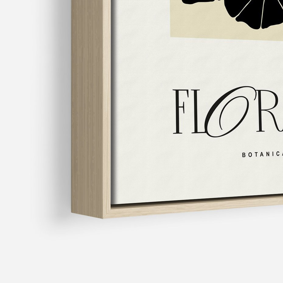 Obraz w ramie 50x70 - Podróż linii kwiatowego czasu - kwiaty, typografia - rama drewno