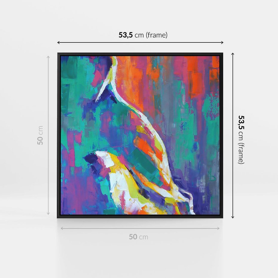 Obraz w ramie 50x50 - Olejne Wibrujące Emocje - abstrakcyjny obraz, różne kolorowe maźnięcia pędzla - rama czarna