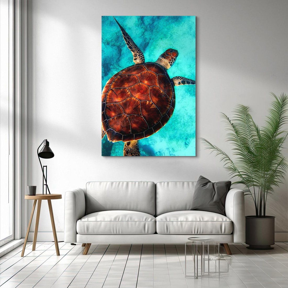 Obraz na płótnie 50x70 - Morze, fale i skały - żółw, morze