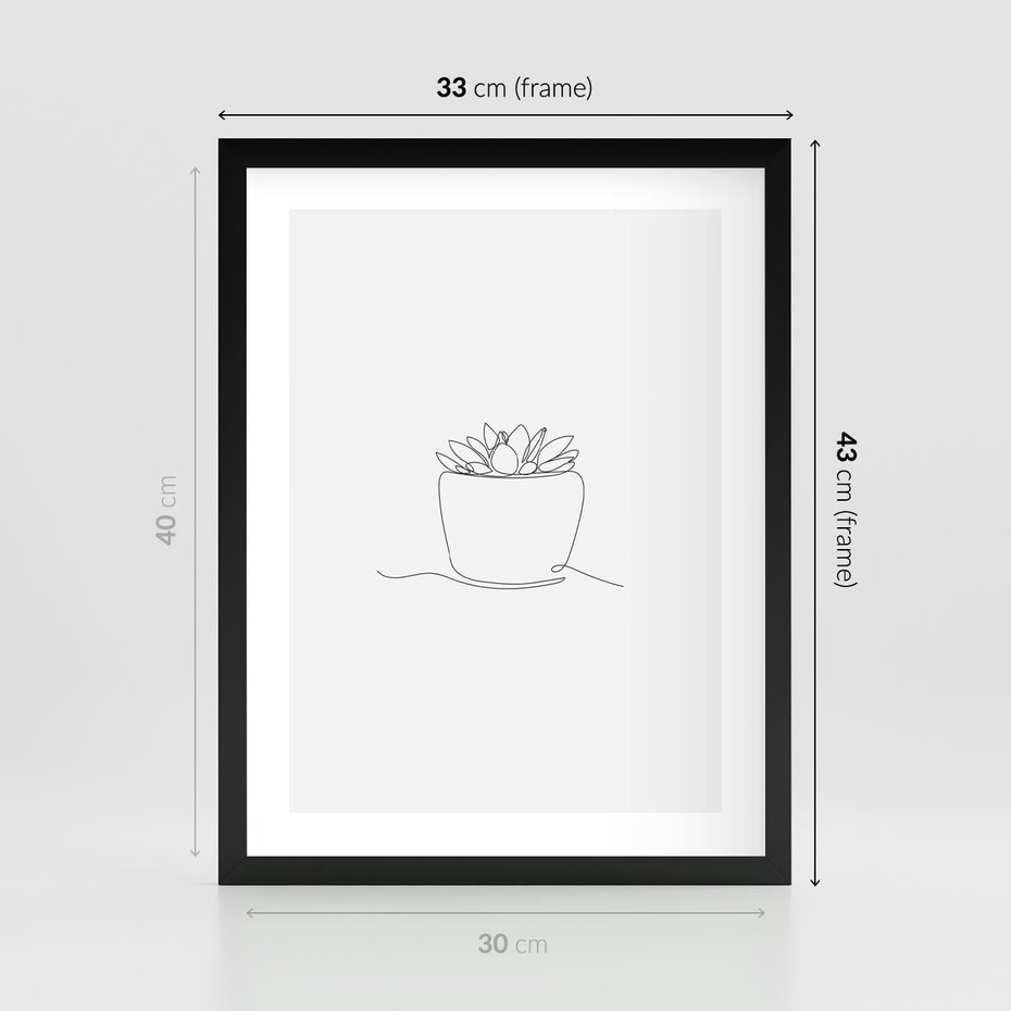 Plakat w ramie 30x40 - Rozkwitające Echa - szkic, minimalizm - rama czarna