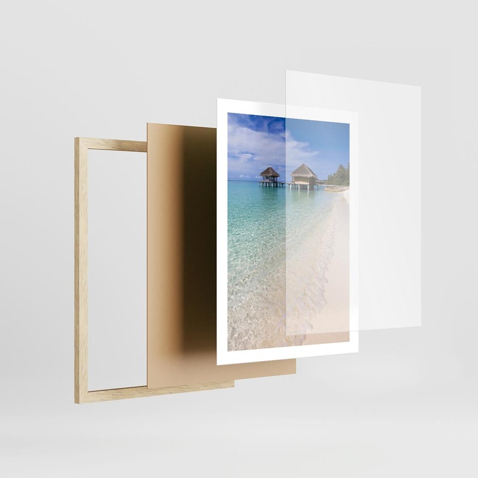 Plakat w ramie 50x70 - Rajski klimat plaży tropikalnej - plaża, tropiki - rama drewno