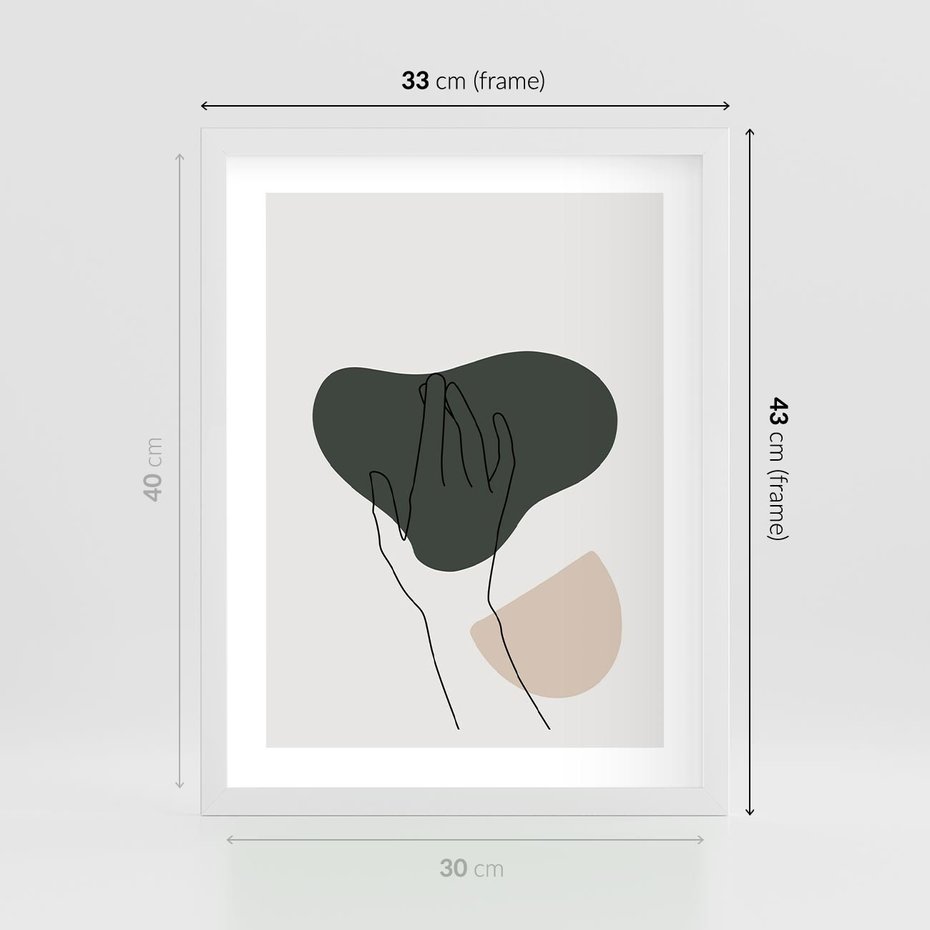 Plakat w ramie 30x40 - Bezczasowe Echo - szkic jedną linią, one line - rama biała