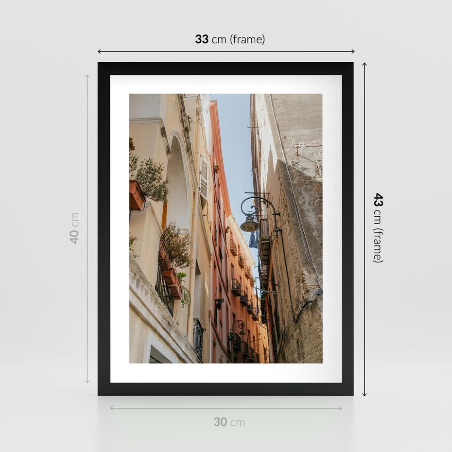 Plakat w ramie 30x40 - Włoskie uroki - włoskie, uliczki - rama czarna