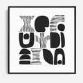 Obraz w ramie 50x50 - Taniec Dziwacznych Kresek - minimalistyczny plakat, czarno biały - rama czarna