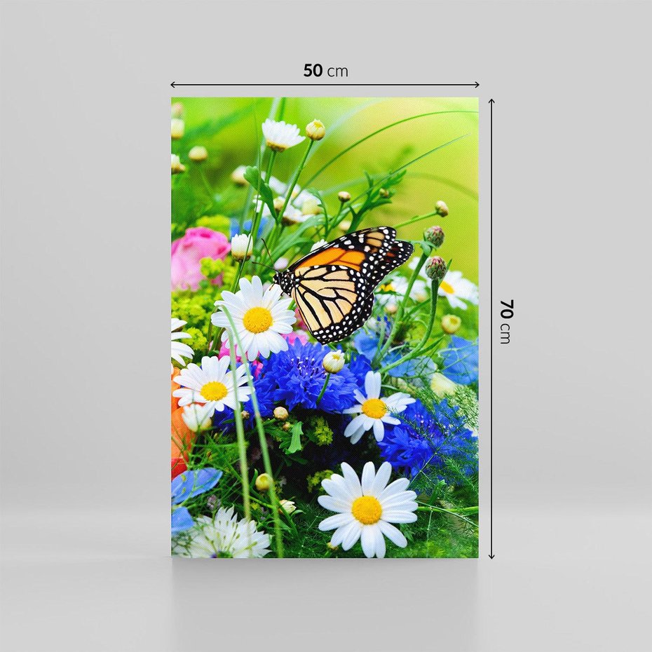 Obraz na płótnie 50x70 - Kwiatowy Taniec - motyl, kwiaty
