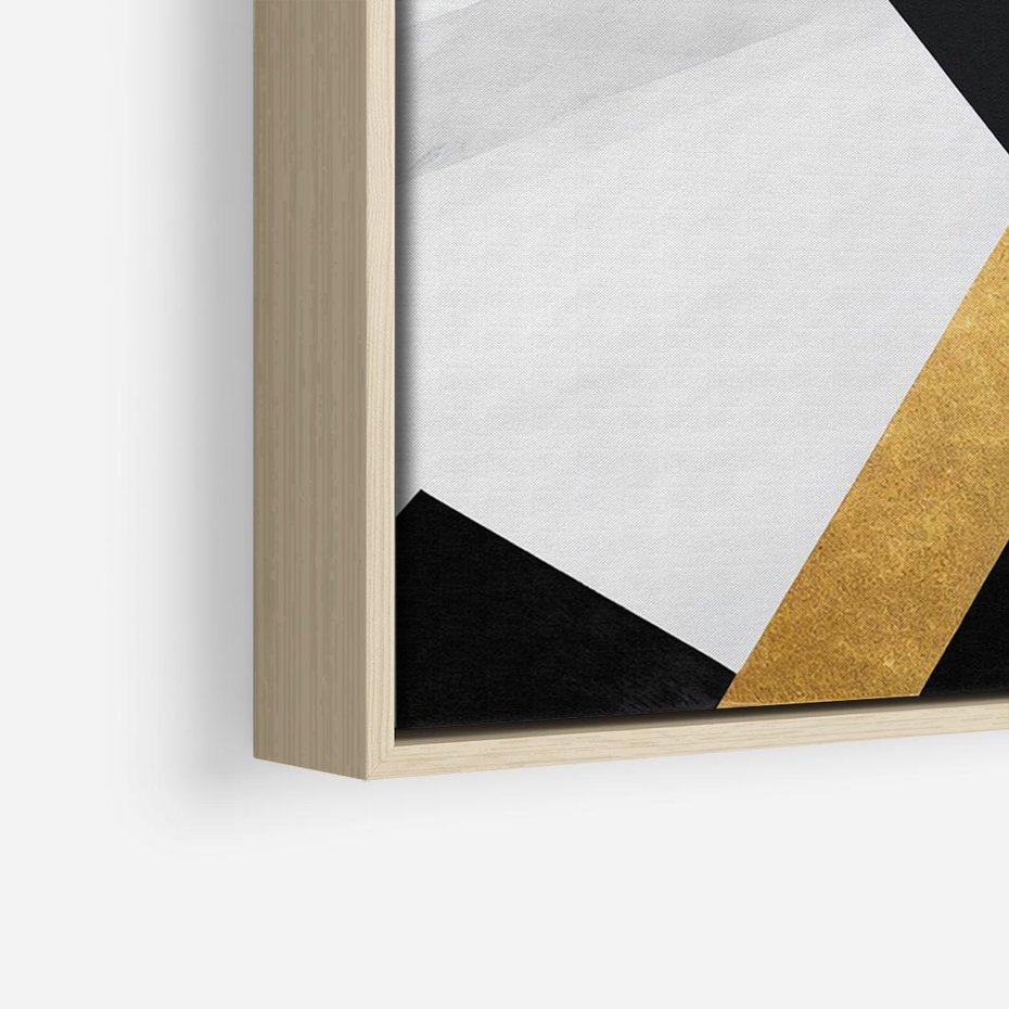 Obraz w ramie 70x50 - Pudrowe Abstrakcyjne Lustra - złote abstrakcyjne linie, szarość - rama drewno