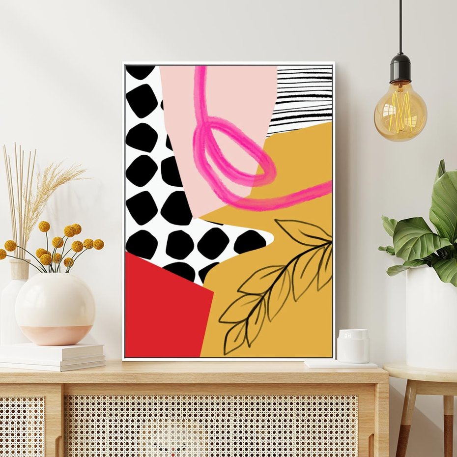 Obraz w ramie 70x100 - Księga Form i Plam - abstrakcyjna kompozycja, różne tekstury - rama biała